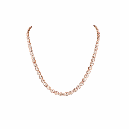 MONARCH GLOW 17.81 Ct Oval Tennis Necklace 14K Rose Gold Diamond