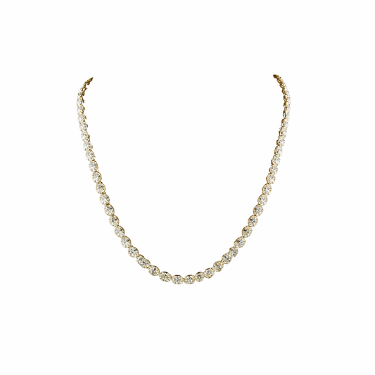 MONARCH GLOW 17.81 Ct Oval Tennis Necklace 14K Yellow Gold Diamond