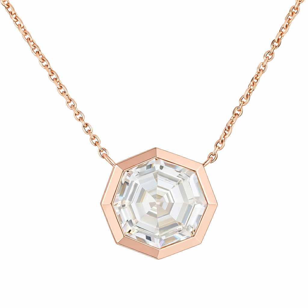 MUSE | 2.59 Ct Octagon Solitaire Pendant in 14K Rose Gold