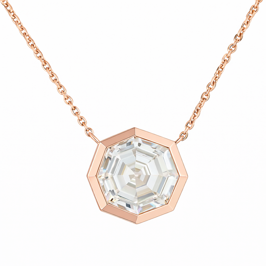 MUSE | 2.59 Ct Octagon Solitaire Pendant in 14K Rose Gold