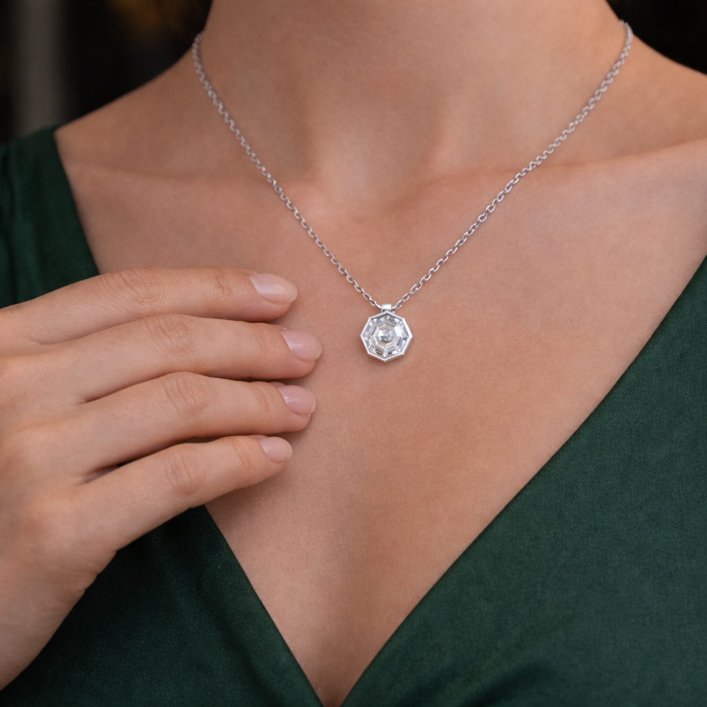 MUSE | 2.59 Ct Octagon Solitaire Pendant in 14K White Gold