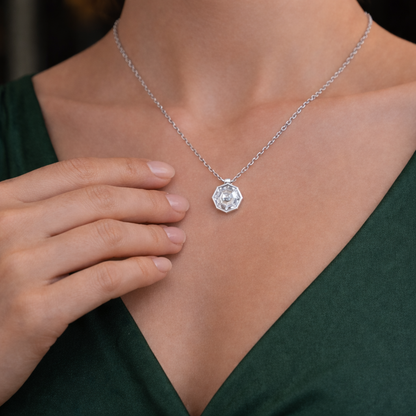 MUSE | 2.59 Ct Octagon Solitaire Pendant in 14K White Gold
