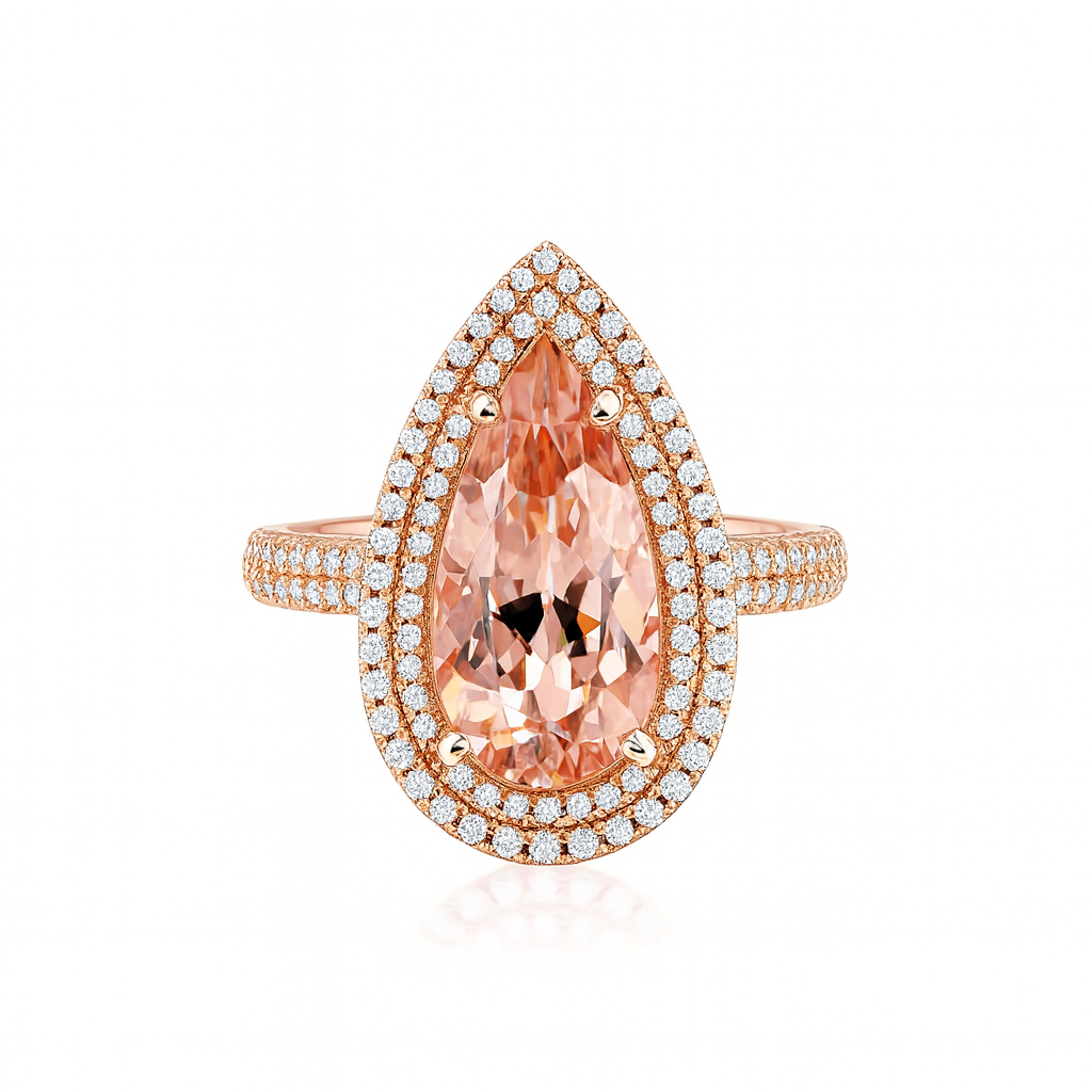 sunset royale morganite ring | total 8.41ct natural | 14k morganite