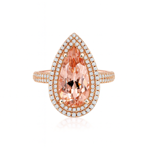 Sunset Royale Morganite Ring | Total 8.41CT Natural | 14K Morganite