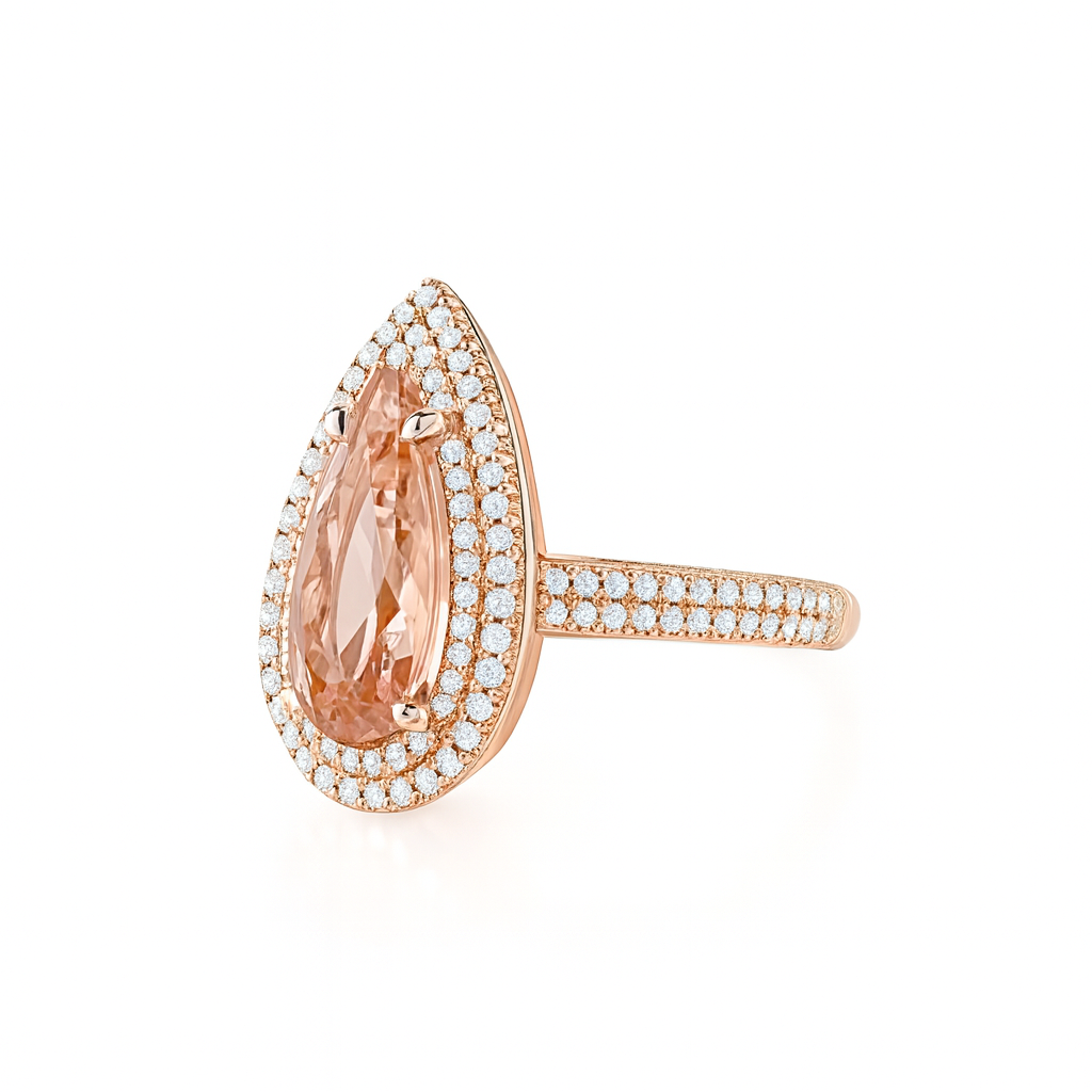 sunset royale morganite ring | total 8.41ct natural | 14k morganite
