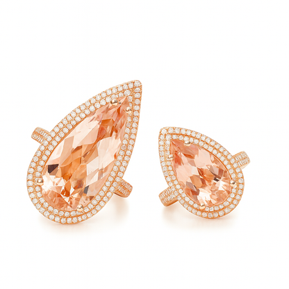 Sunset Royale Morganite Ring | Total 8.41CT Natural | 14K Morganite