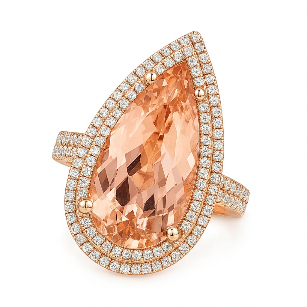 sunset royale morganite ring | total 8.41ct natural | 14k morganite