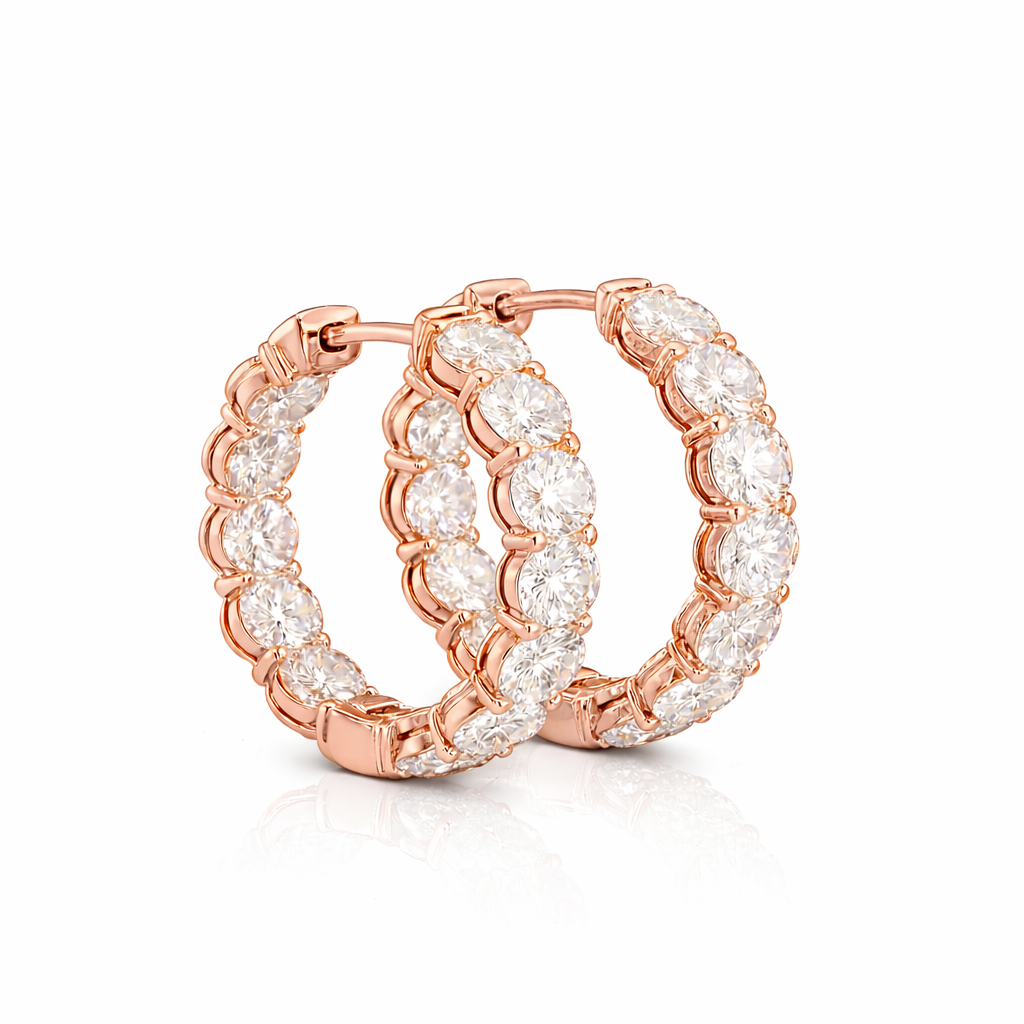 nora | 6.61 ct oval diamond huggies earrings in 14k rose gold