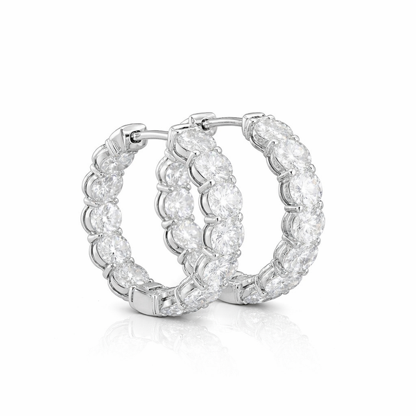 NORA | 6.61 Ct Oval Diamond Huggies Earrings in 14K Yellow Gold - Lab Grown Diamond
