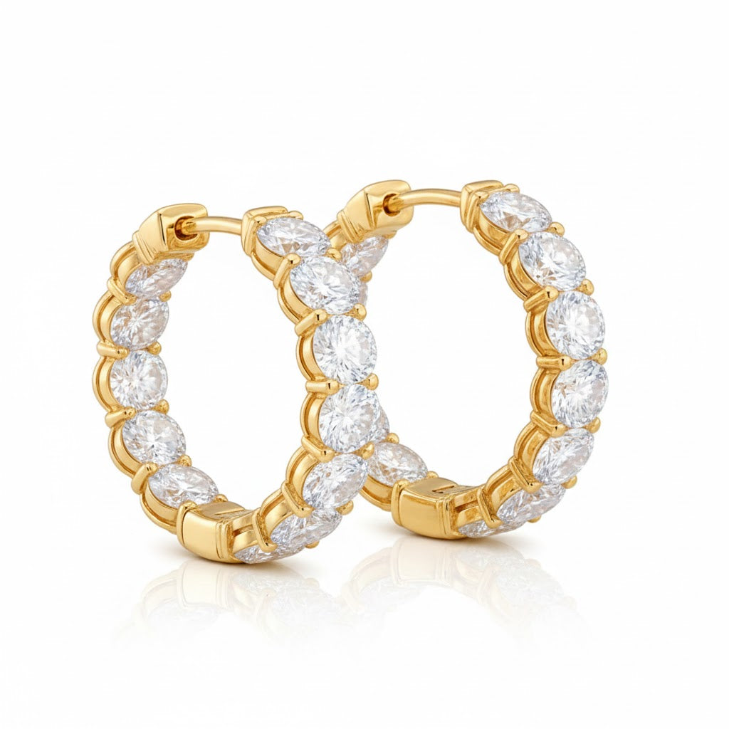NORA | 6.61 Ct Oval Diamond Huggies Earrings in 14K Yellow Gold