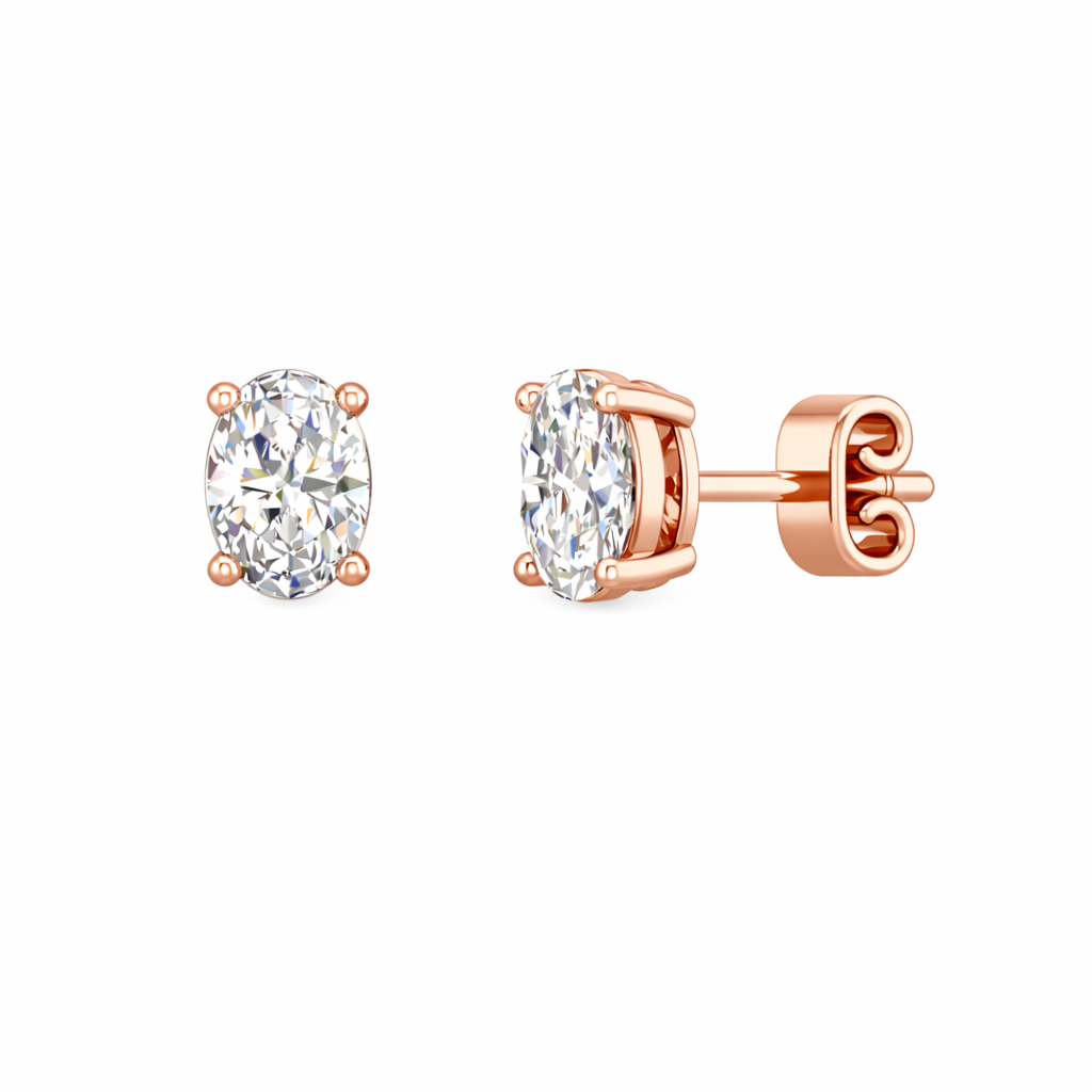 NOVA | 2.08 Ct Oval Diamond Solitaire Stud Earrings in 18K Rose Gold