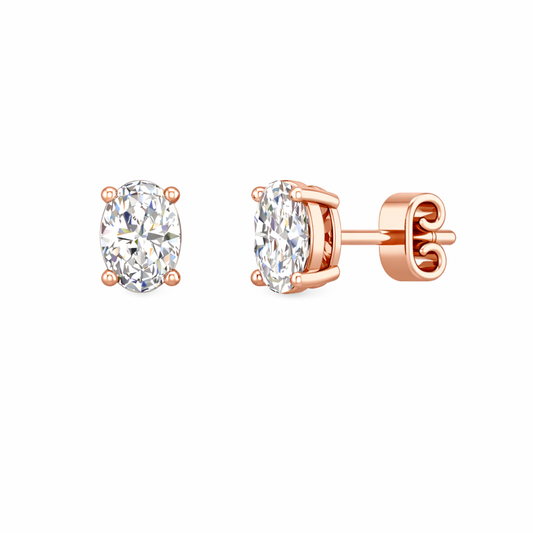 NOVA | 2.08 Ct Oval Diamond Solitaire Stud Earrings in 18K Rose Gold