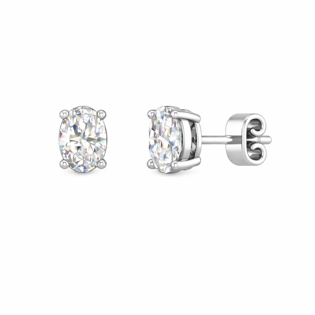 nova | 2.08 ct oval diamond solitaire stud earrings in 18k white gold