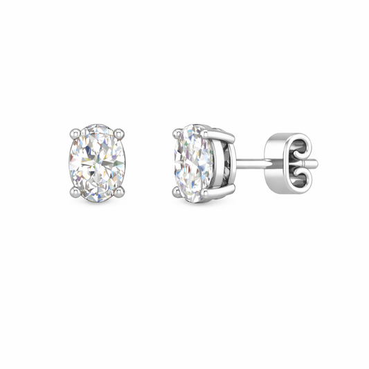 NOVA | 2.08 Ct Oval Diamond Solitaire Stud Earrings in 18K White Gold