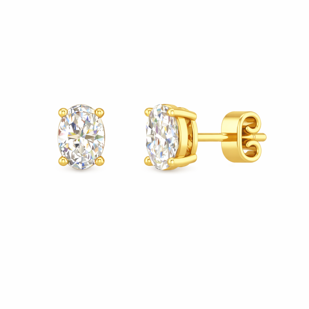 nova | 2.08 ct oval diamond solitaire stud earrings in 18k yellow gold