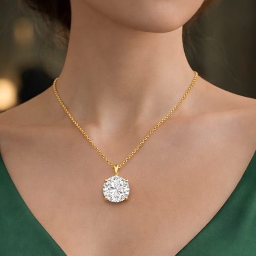 nyra | 3.03 ct round brilliant cut solitaire pendant in 14k yellow gold