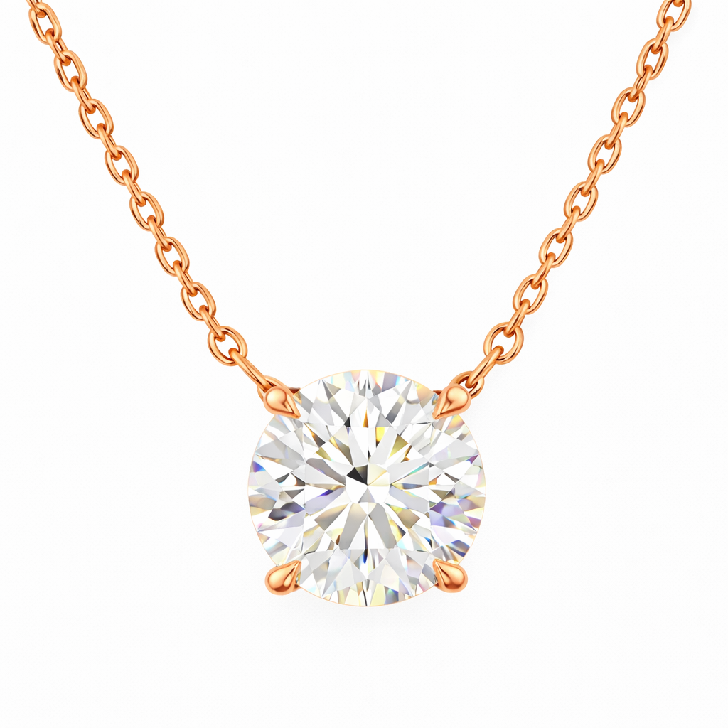 nyra | 3.03 ct round brilliant cut solitaire pendant in 14k rose gold