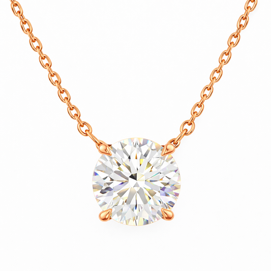 NYRA | 3.03 Ct Round Brilliant Cut Solitaire Pendant in 14K Rose Gold