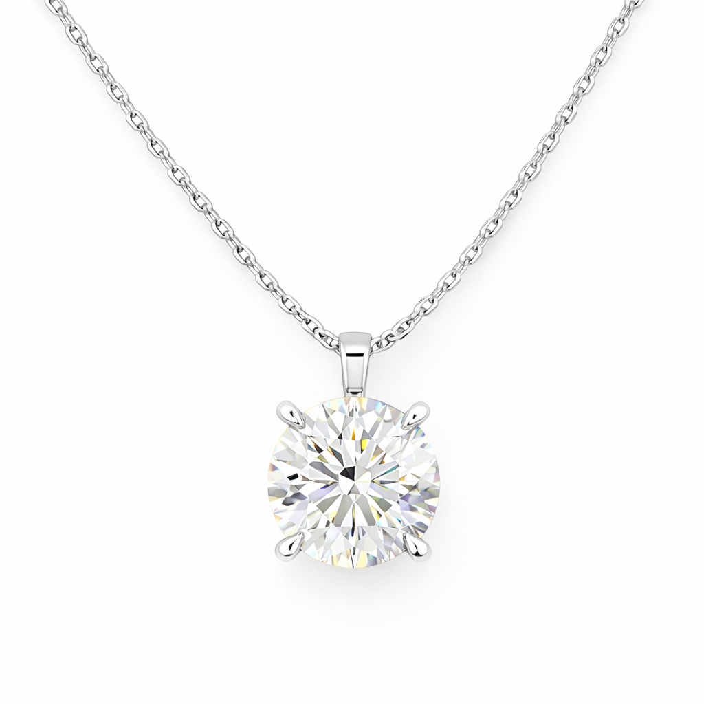 nyra | 3.03 ct round brilliant cut solitaire pendant in 14k white gold