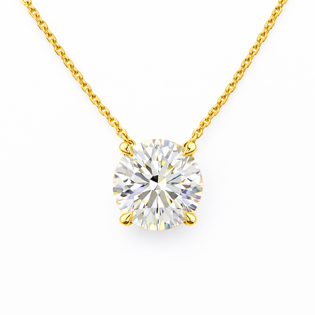nyra | 3.03 ct round brilliant cut solitaire pendant in 14k yellow gold