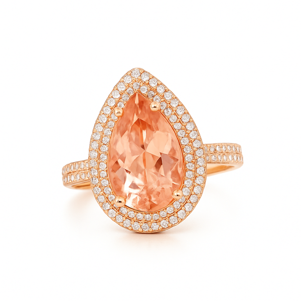 Blush Empress Morganite Ring | Total 3.97CT Natural | 14K Morganite