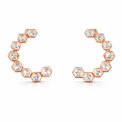 OCTAVIA LUXE 6.82 Ct Octagon Crawler Earrings 14K Rose Gold