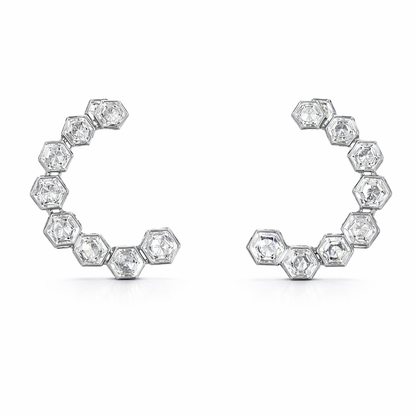 OCTAVIA LUXE 6.82 Ct Octagon Crawler Earrings 14K White Gold