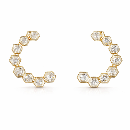 OCTAVIA LUXE 6.82 Ct Octagon Crawler Earrings 14K Yellow Gold