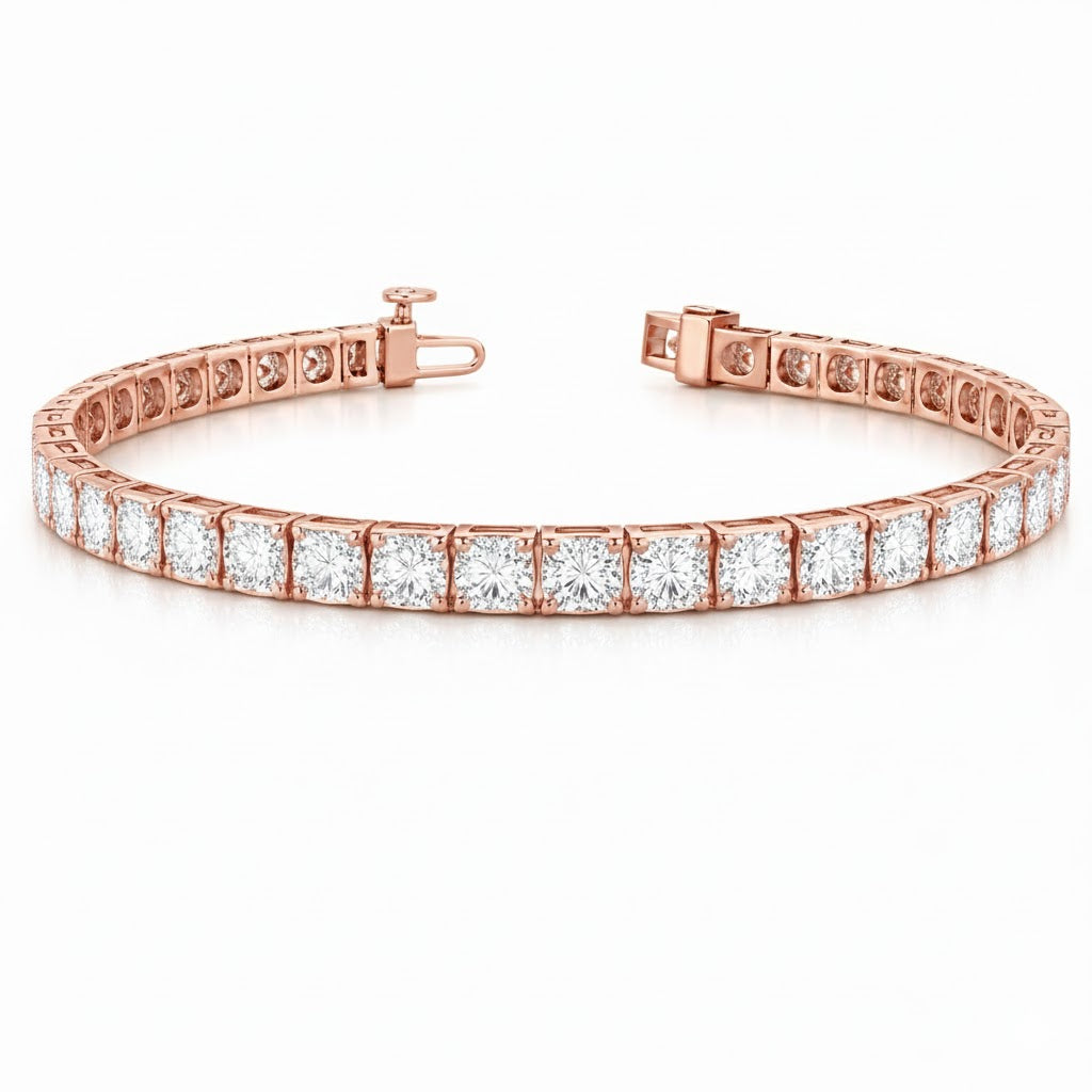 olympia | 16.94 ct round diamond tennis bracelet in 14k rose gold