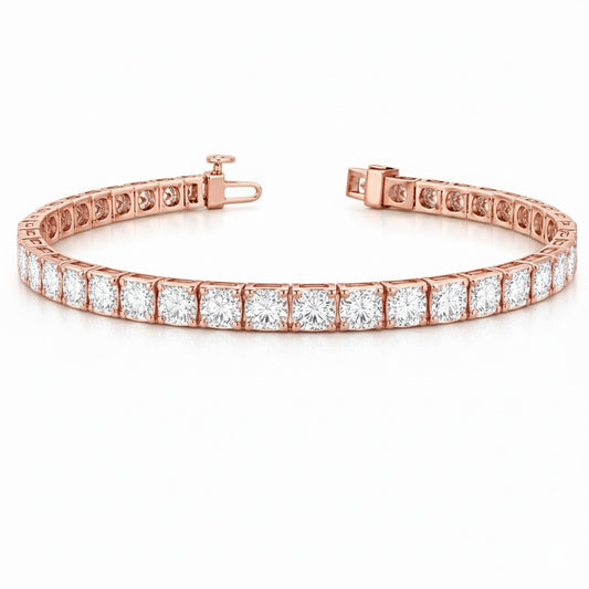 OLYMPIA | 16.94 Ct Round Diamond Tennis Bracelet in 14K Rose Gold