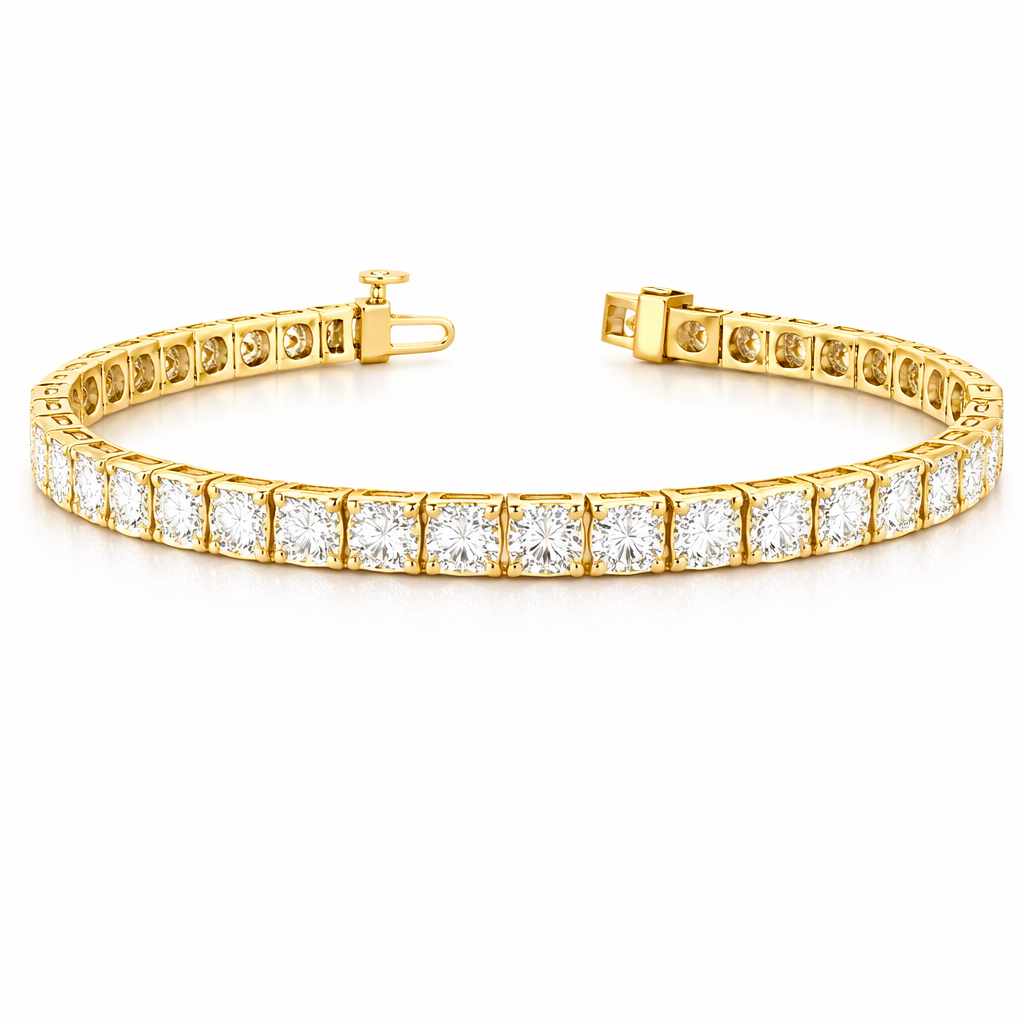 olympia | 16.94 ct round diamond tennis bracelet in 14k yellow gold