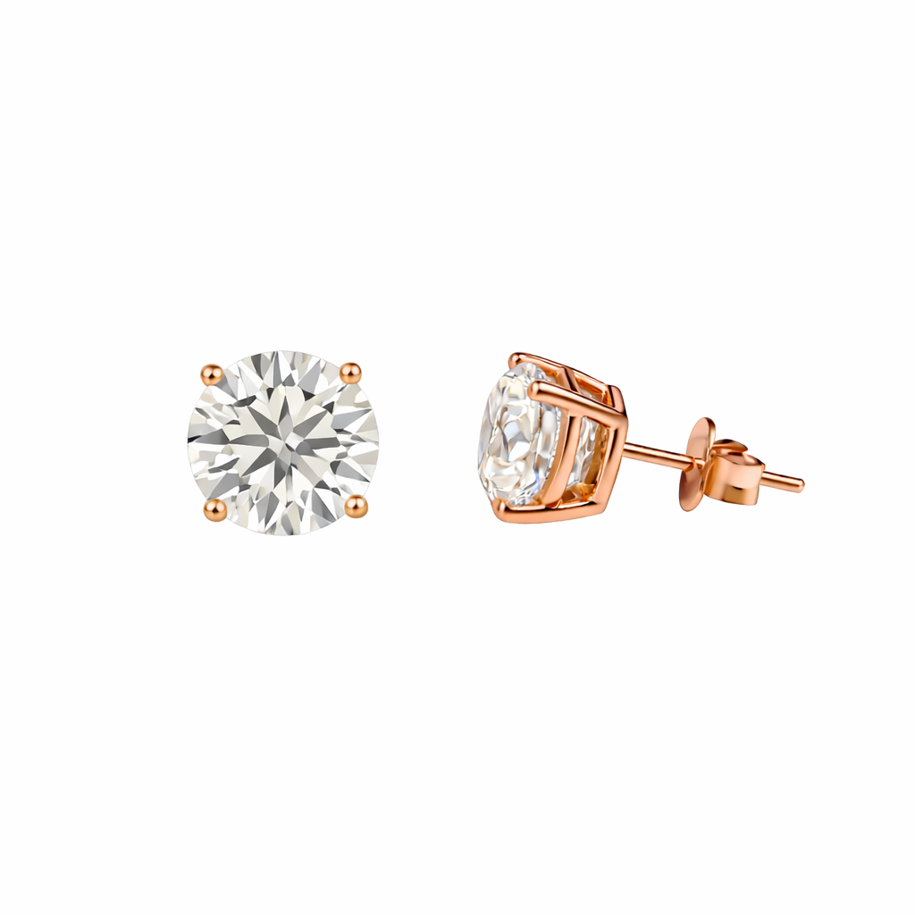oravie | 10.01 ct round martini diamond stud earrings in 14k rose gold