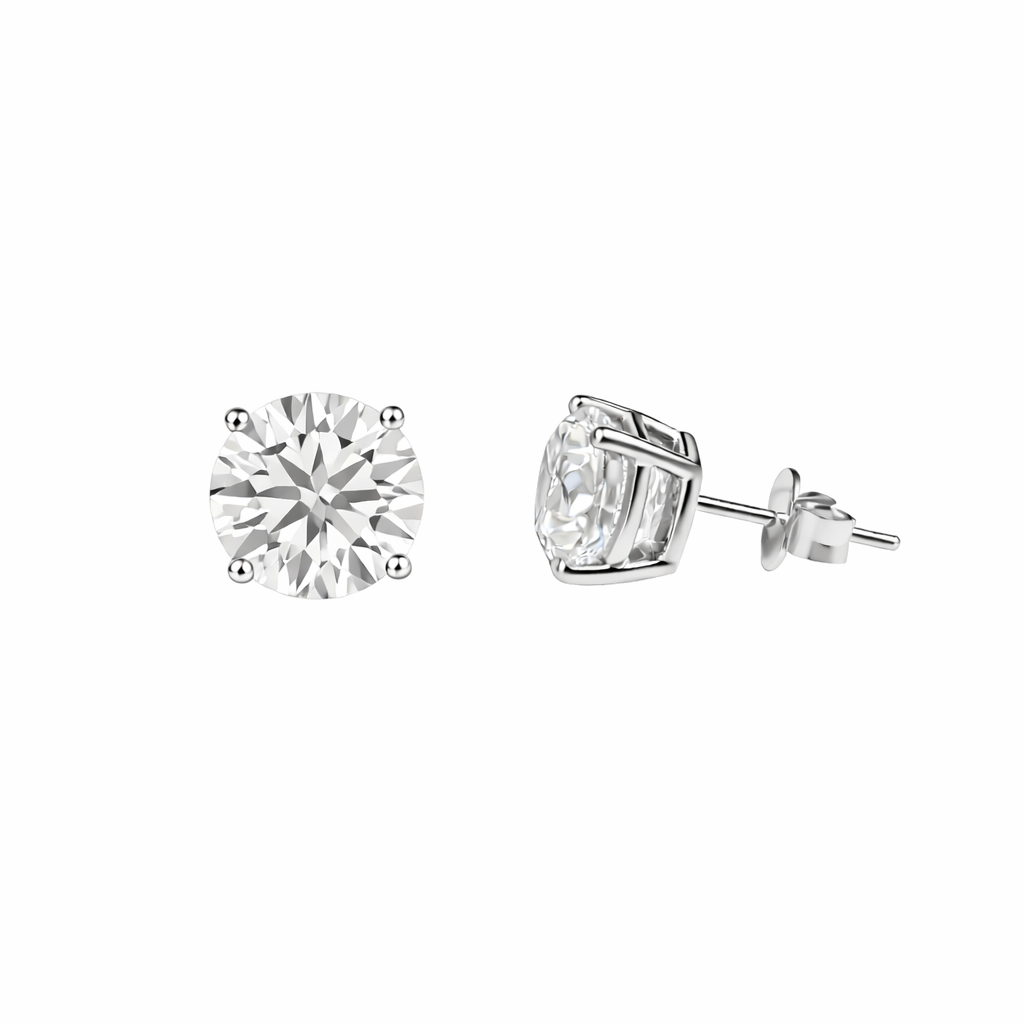 ORAVIE | 10.01 Ct Round Martini Diamond Stud Earrings in 14K White Gold