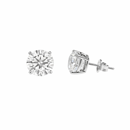 ORAVIE | 10.01 Ct Round Martini Diamond Stud Earrings in 14K White Gold
