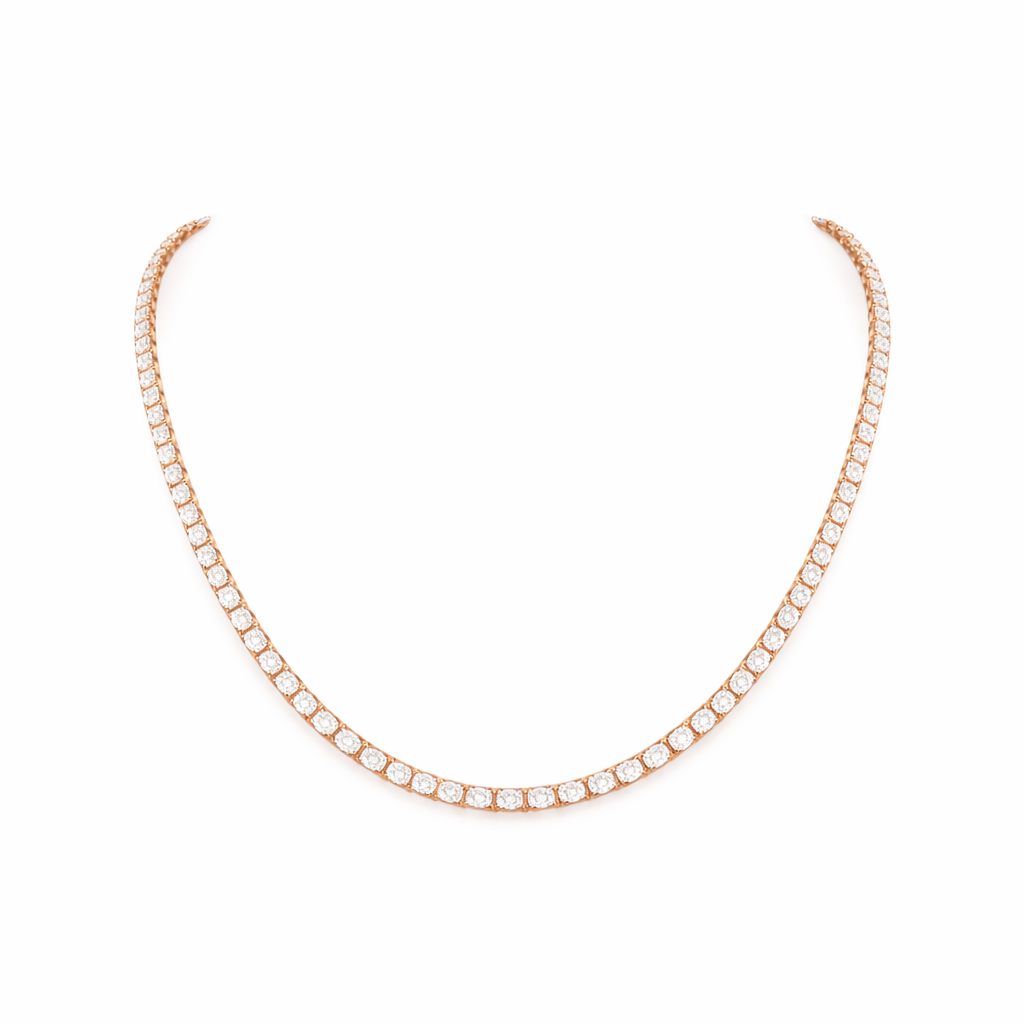 OVELA | 10.01 Ct Oval Tennis Necklace in 14K Rose Gold