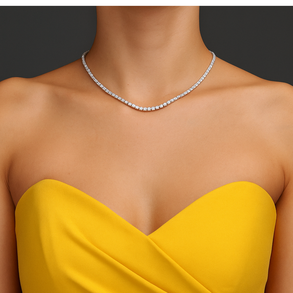 ovela | 10.01 ct oval  tennis necklace in 14k white gold