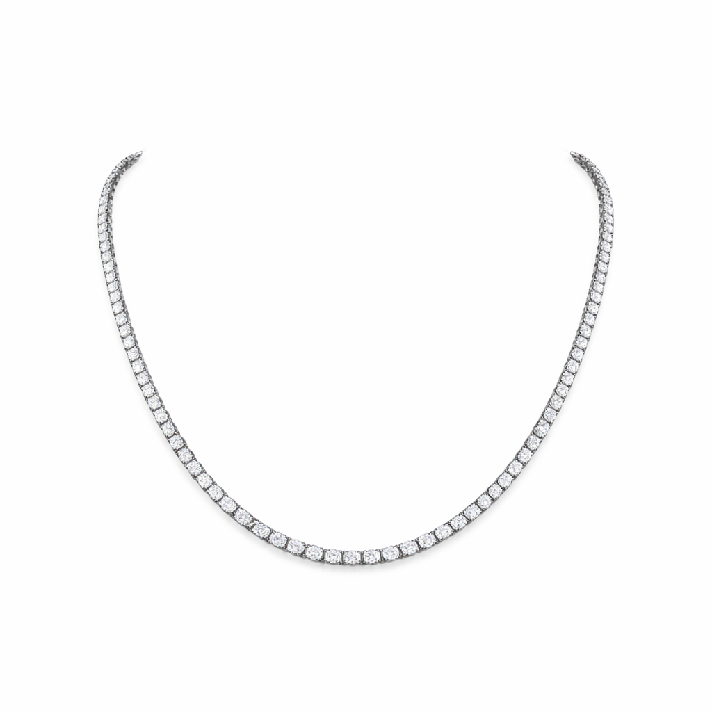 ovela | 10.01 ct oval  tennis necklace in 14k white gold