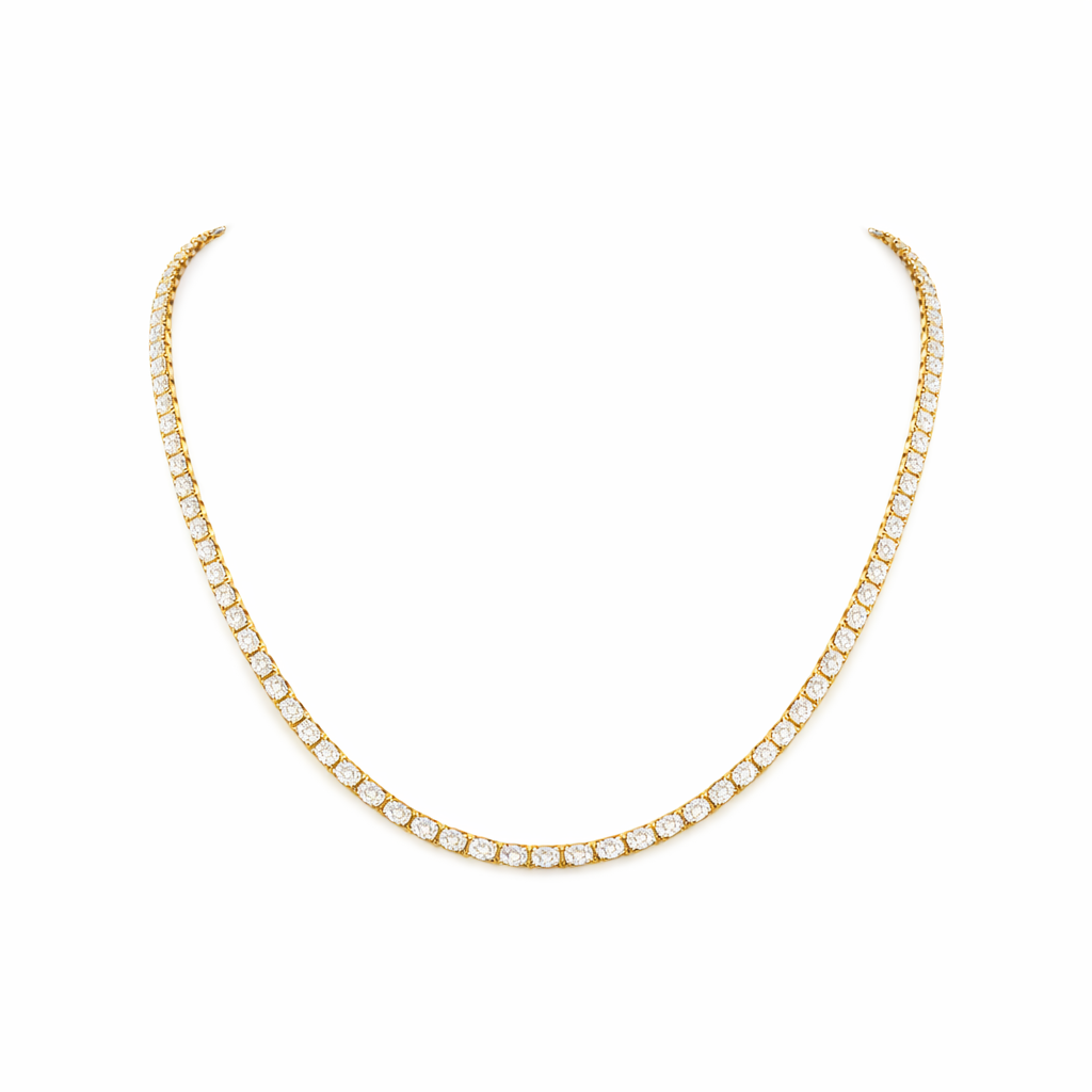 ovela | 10.01 ct oval tennis necklace in 14k yellow gold