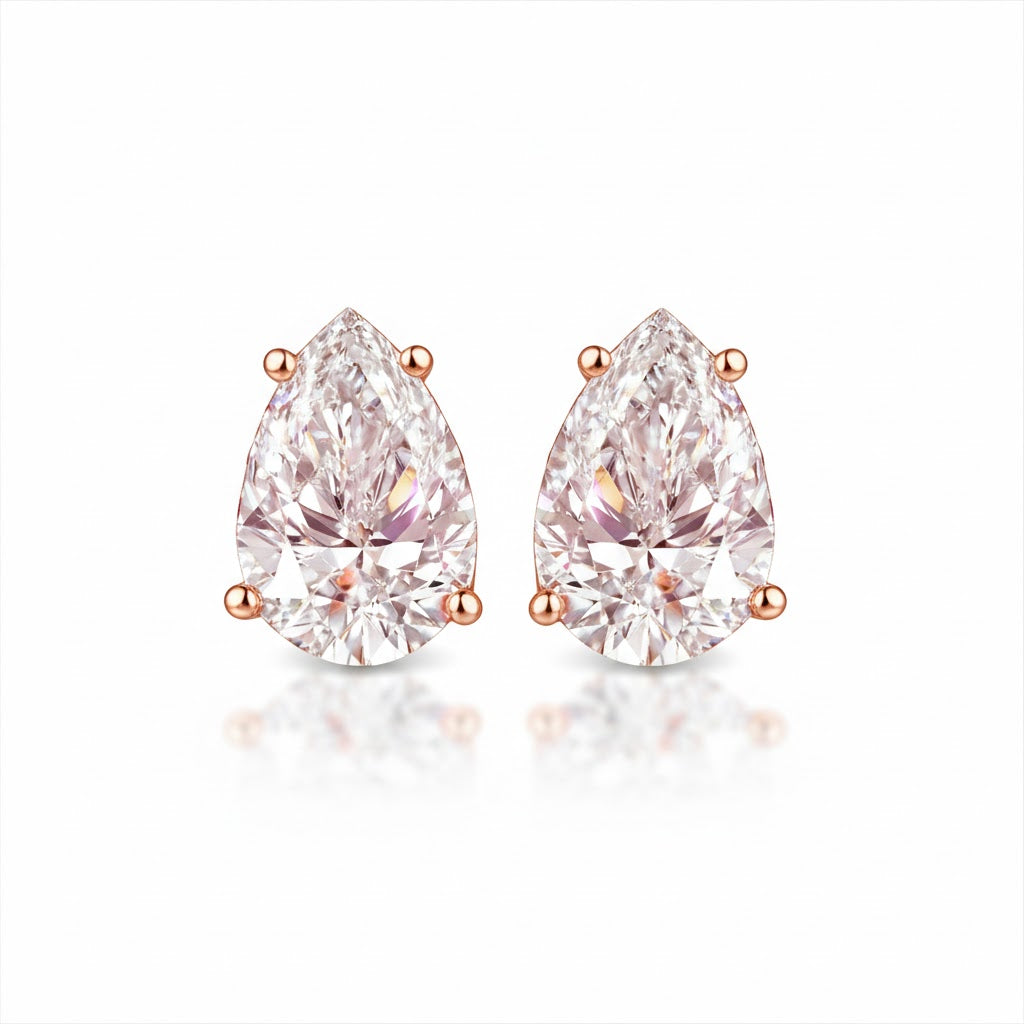 pearlume 2.06 ct pear stud earrings 18k rose gold diamond