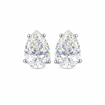 PEARLUME 2.06 Ct Pear Stud Earrings 18K White Gold Diamond