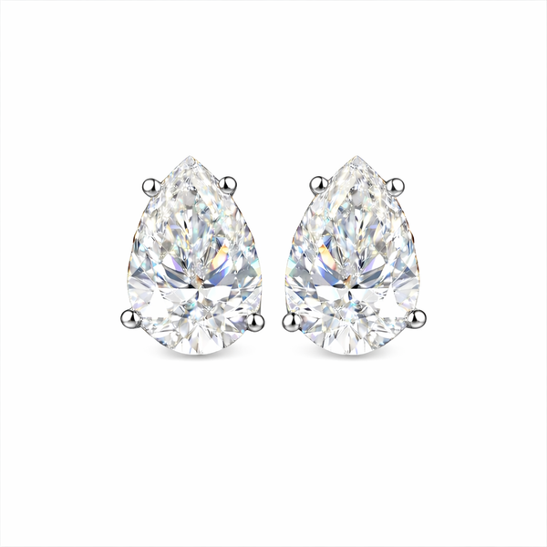 PEARLUME | 2.06 Ct Pear Shape Studs Earring in 18k White Gold - Lab Grown Diamond