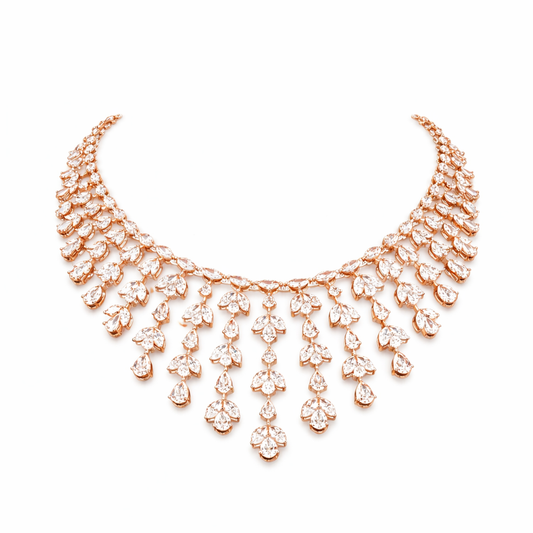 PERESSA | 39.83 Ct Pear Cascade Necklace in 14K Rose Gold