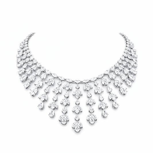 PERESSA | 39.83 Ct Pear Cascade Necklace in 14K White Gold