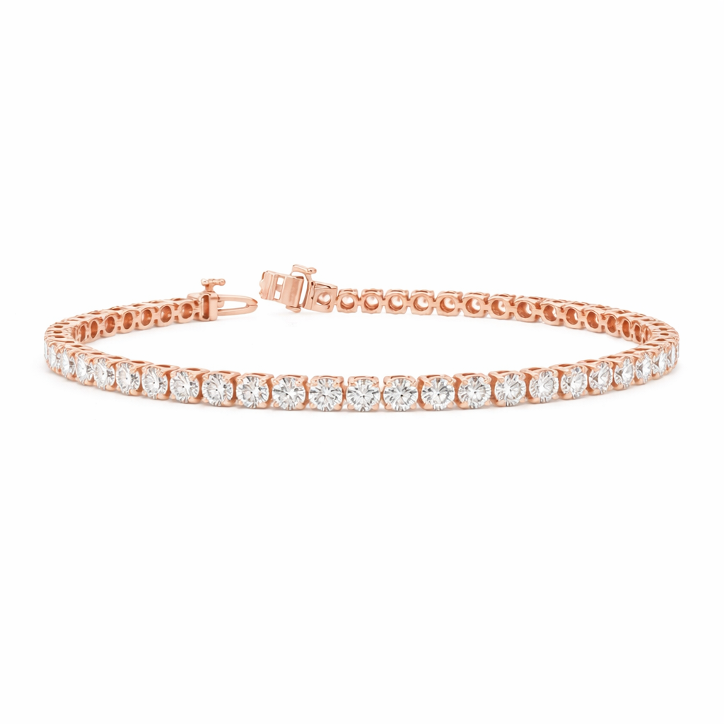 PERPETUA | 5.14 Ct Round Diamond Tennis Bracelet in 14K Rose Gold