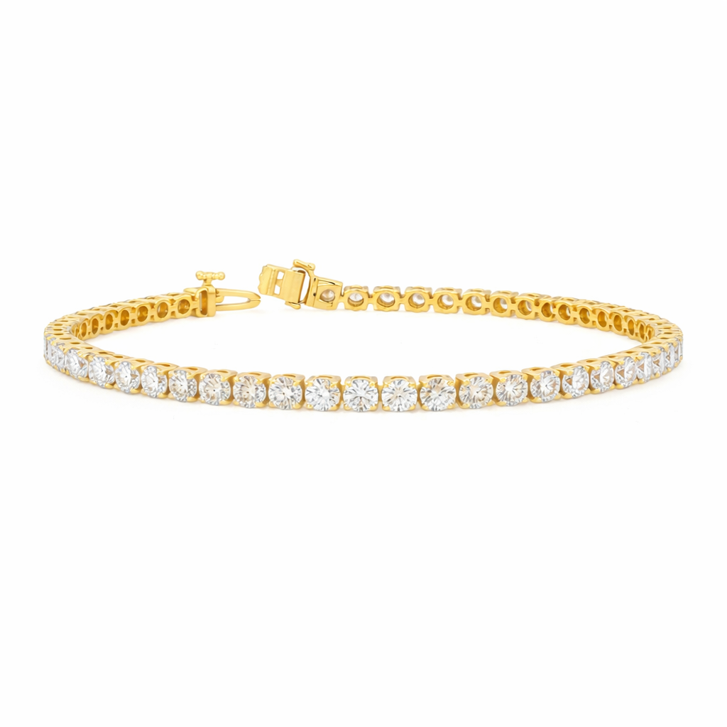 PERPETUA | 5.14 Ct Round Diamond Tennis Bracelet in 14K Yellow Gold