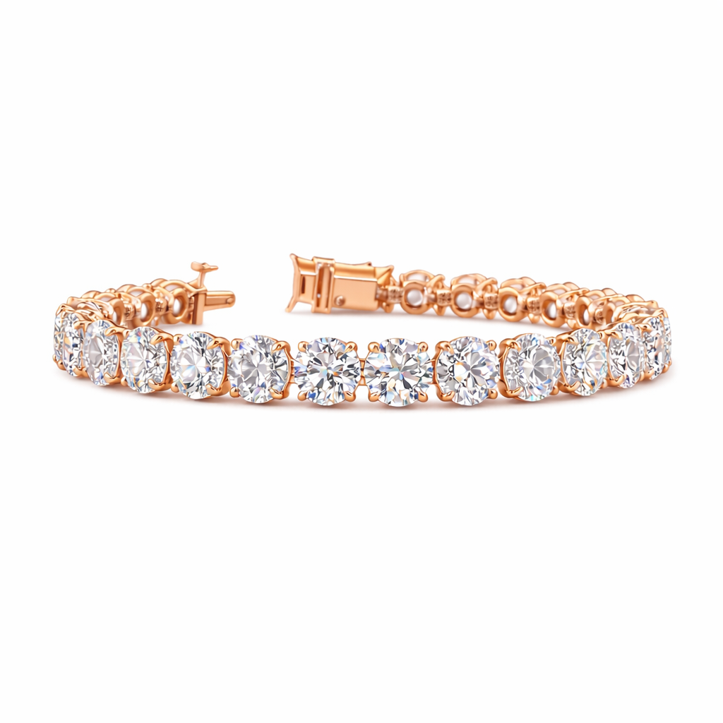 pinnacle | 26.04 ct round diamond tennis bracelet in 14k rose gold - lab grown diamond