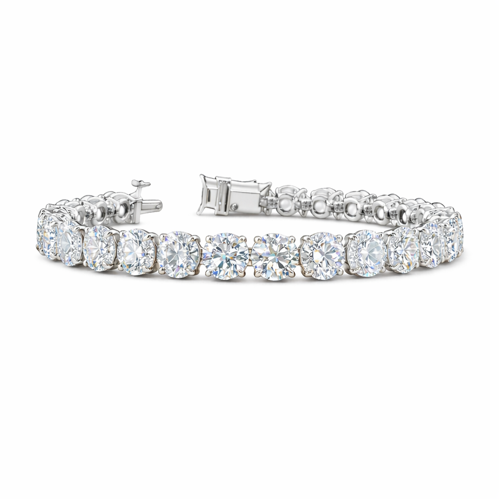 pinnacle | 26.04 ct round diamond tennis bracelet in 14k white gold - lab grown diamond