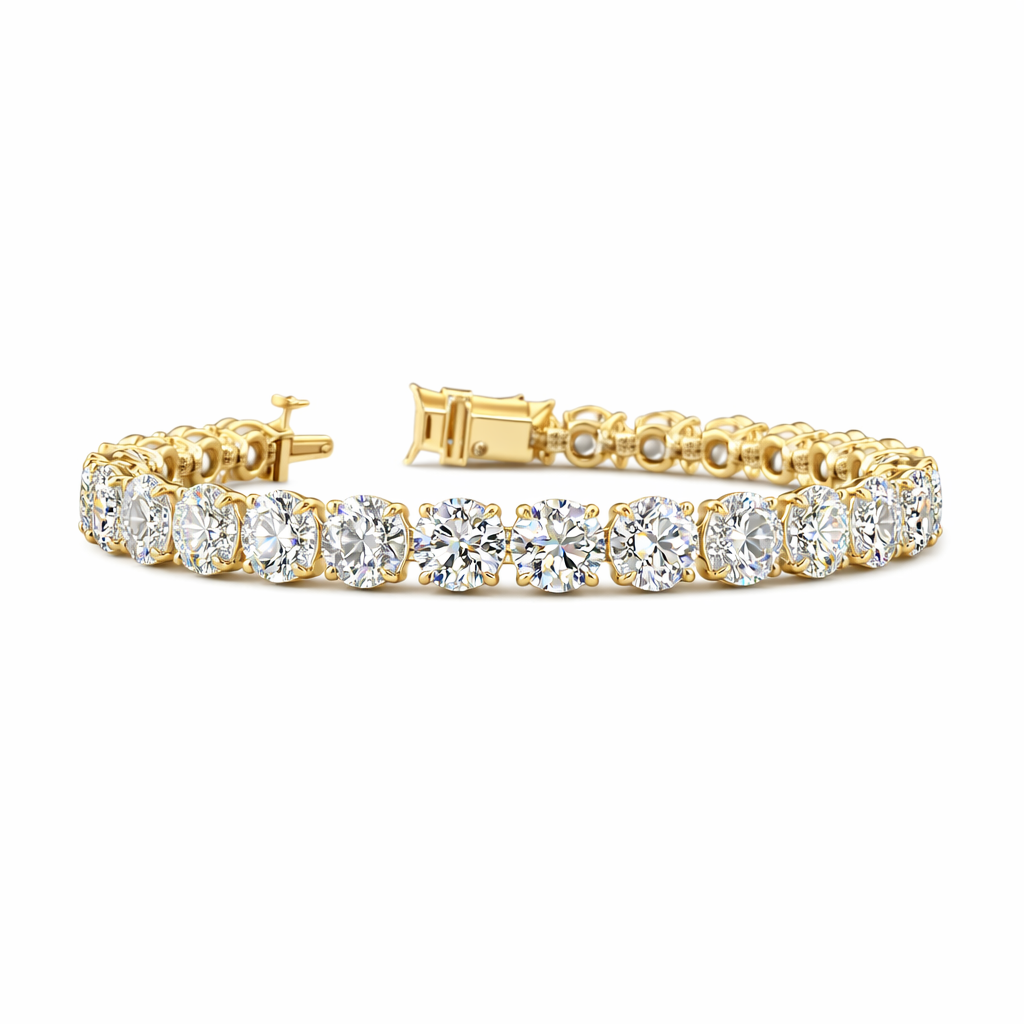 pinnacle | 26.04 ct round diamond tennis bracelet in 14k yellow gold - lab grown diamond