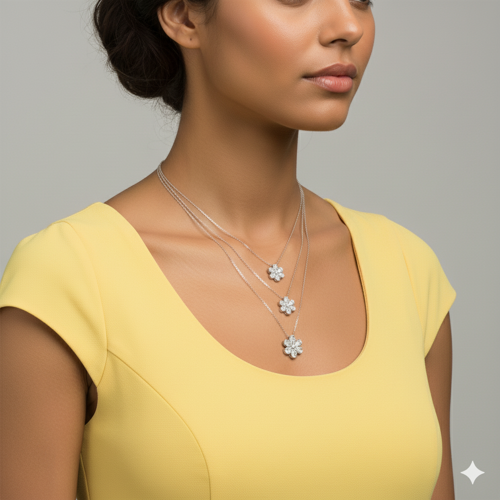 POLARIS | 9.33 Ct Mixed-Shape Diamond Necklace in 14K White Gold