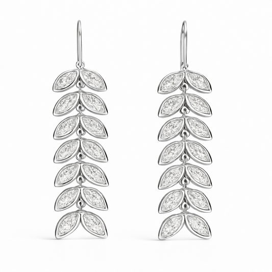 QUISSELLE | 3.31 Ct Marquise Solitaire Diamond Drop Earrings in 14K White Gold